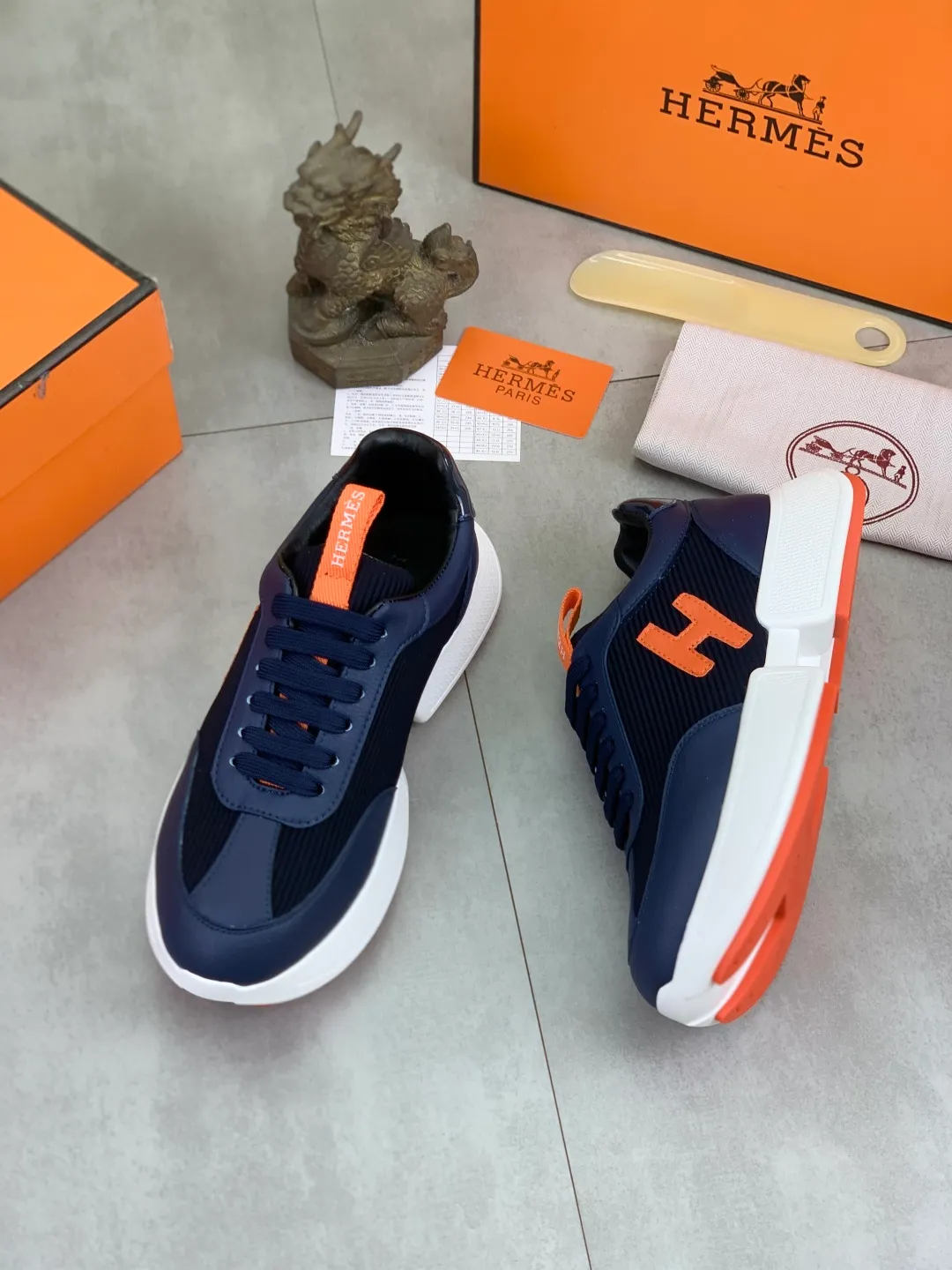 Men's men's shoes P460 new style [HERMES] Hermès - High-end quality original order - Upper: 🔝Nappa calfskin, sewn brand 'H' totem - Inner: water-dyed cowhide - Outsole: ultra-light TPU foam; molded outsole - Ultra-high quality control·Fine workmanship: highlighted (high-end·nobility·grade) -Size: 38-44 (45 can be customized)·